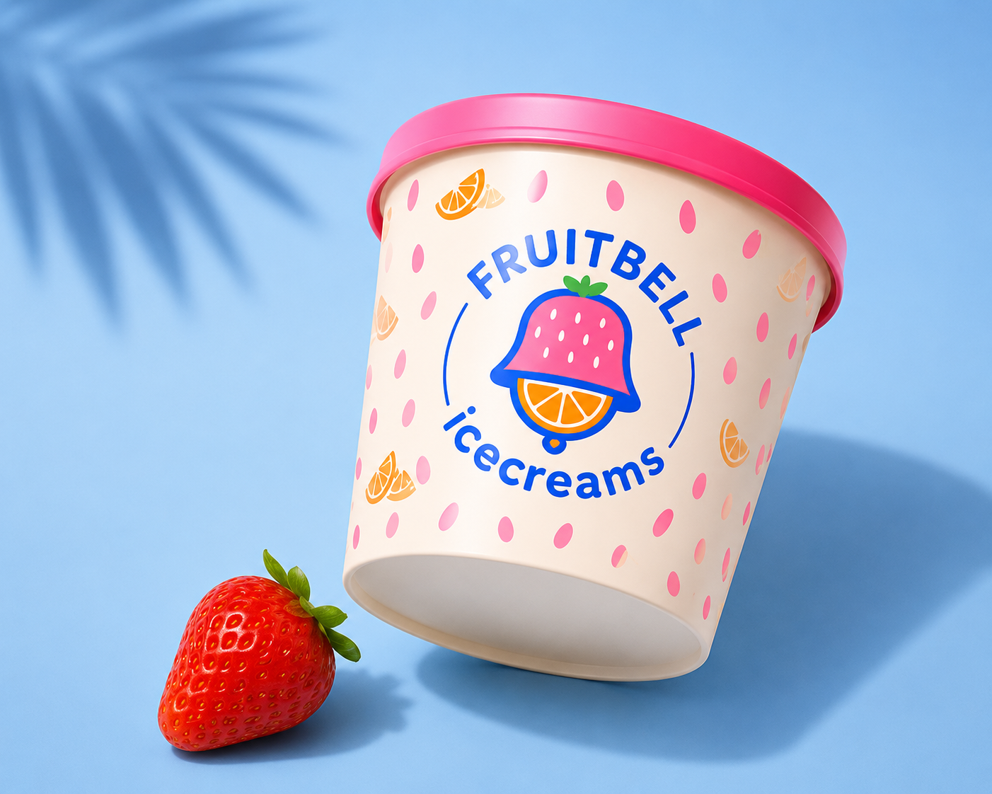 Fruitbell branded packaging cups mockup