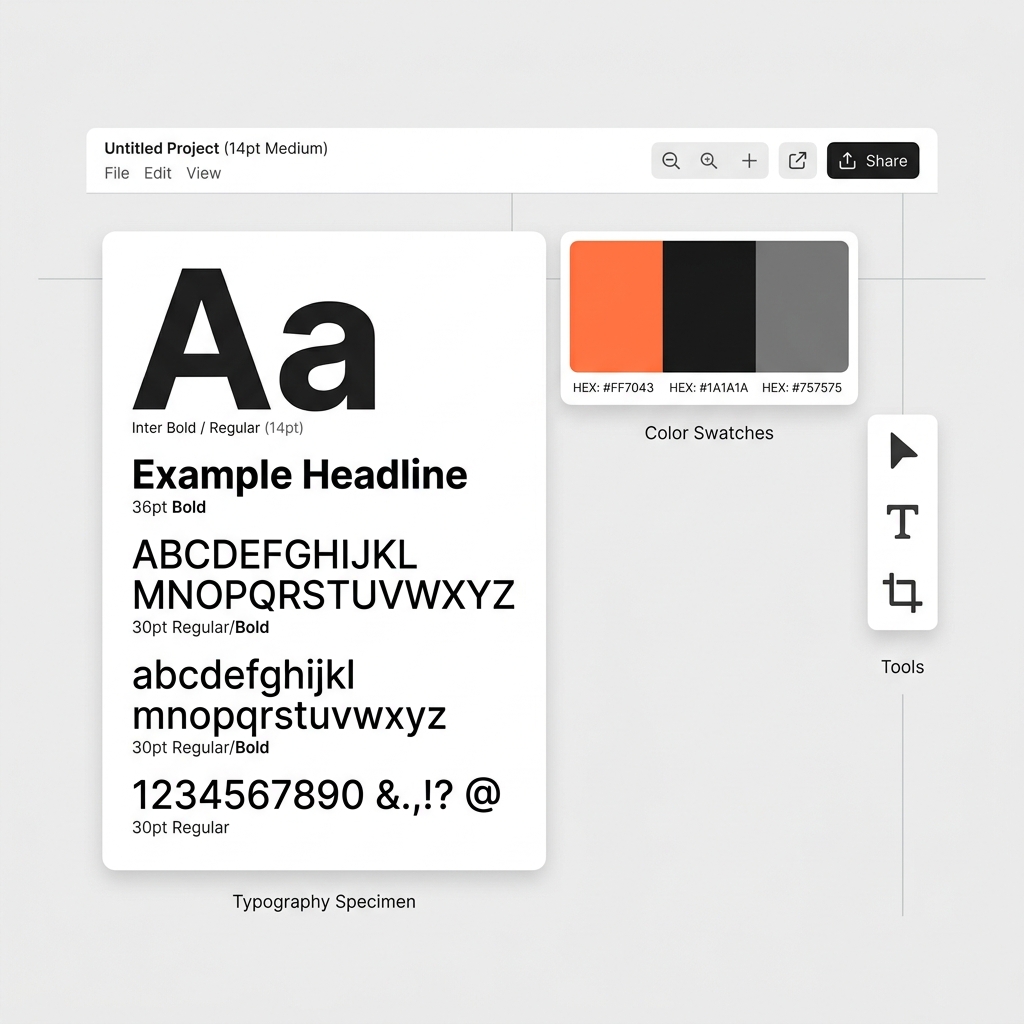 Design mockup showing typography and color palette